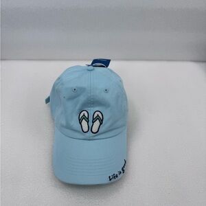 Life is Good Cap Light Blue Flip-Flops Chill Adjustable Strap One Size NWT